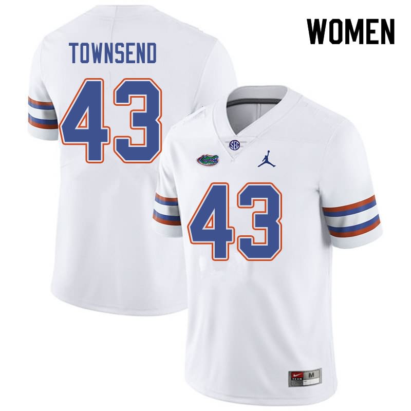 NCAA Florida Gators Tommy Townsend Women's #43 Jordan Brand White Stitched Authentic College Football Jersey AAU3164PO